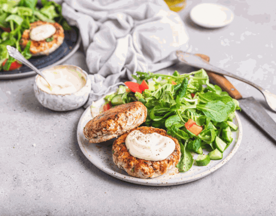 Chicken Burgers with Garlic Dressing for Keto Diet